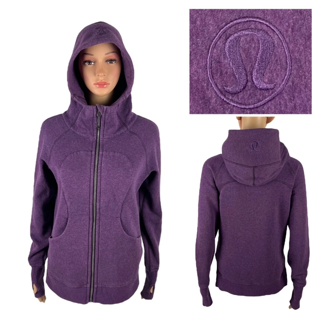 Lululemon Scuba Full Zip Purple Hoodie Jacket Size 6 workout Atlantic Run EUC